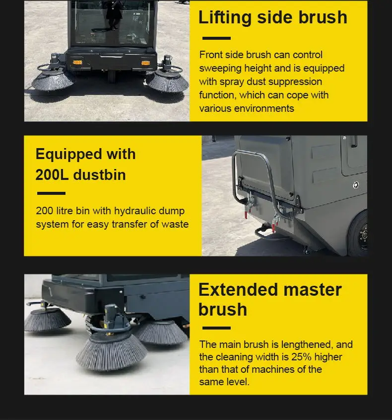 Baiyi S20 Industrial Street Road Sweeper Car Machine Ride On Electric Floor Sweeper