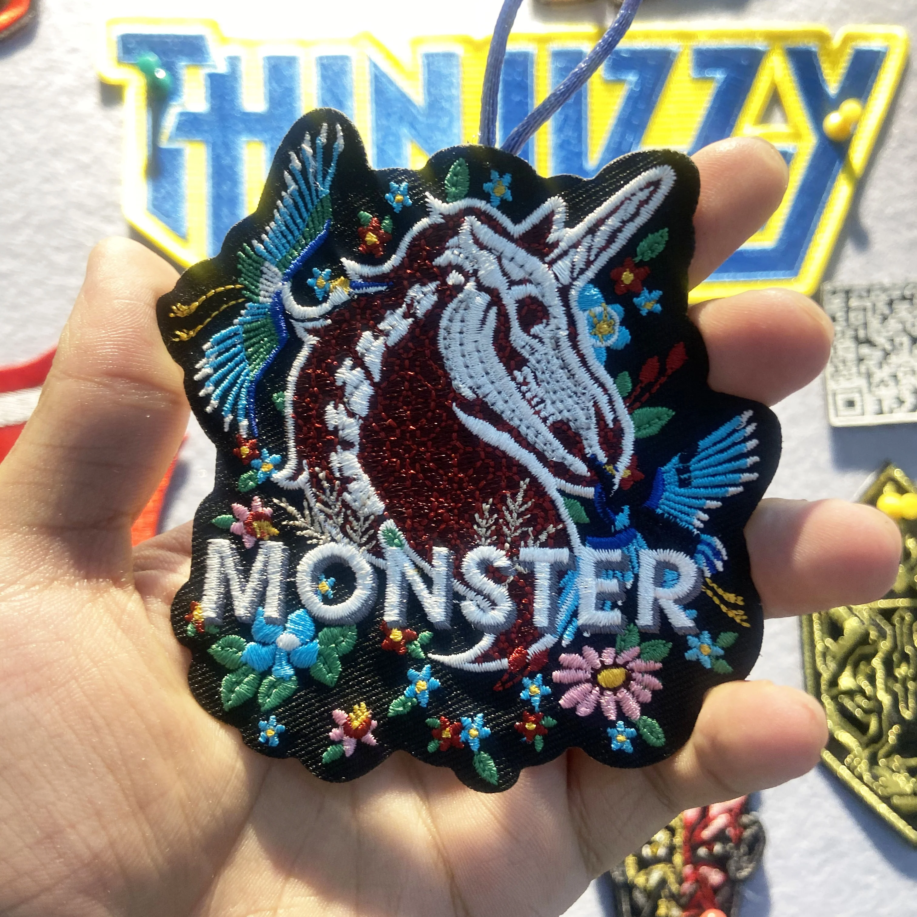 Custom iron on sew on hook and loop laser cut embroidery cartoon animal  patch badge for decoration