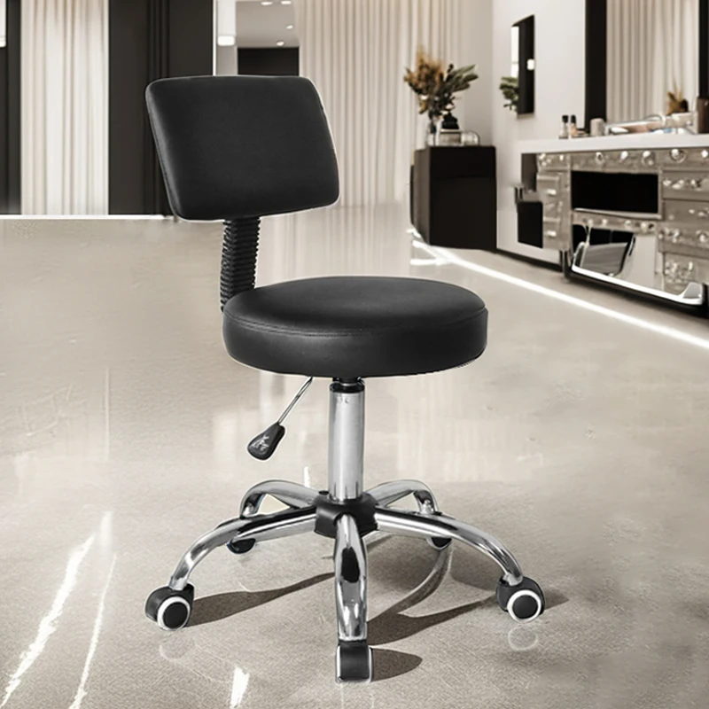 Commercial Leather Adjustable Height Beauty Rolling Hydraulic Padded Barber Salon Chair With Back Rest Salon Saddle Stool