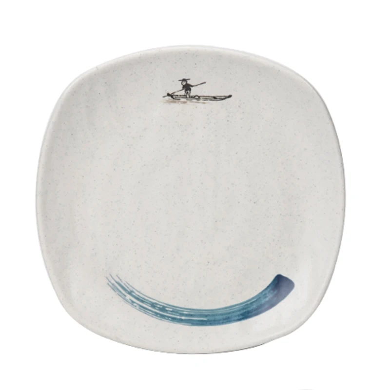 Sushi Restaurant Plate Sashimi Tray Food Grade Melamine Fast Food Tray Supplier Dining Utensil Soup Bowl White Flat Tray 1pcs