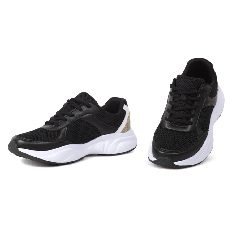 Good quality fashion casual running shoes womens black sneakers