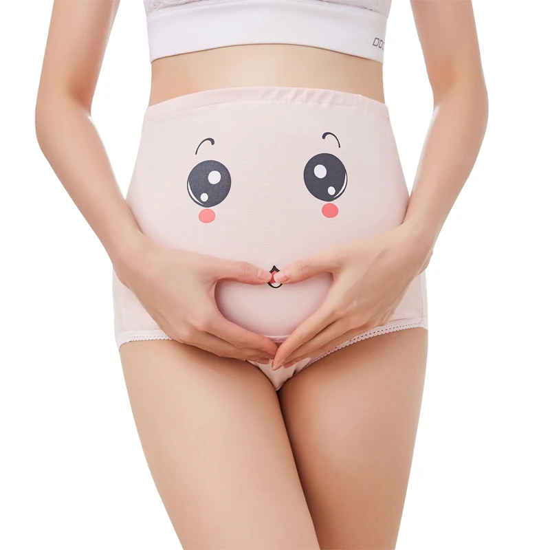 
High Waist Adjustable Underwear For Pregnant Women Maternity Panties Cartoon Face 