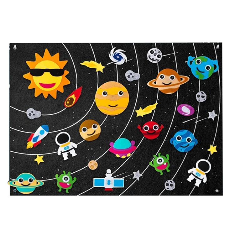 35Pcs Solar System Felt Story Board 3.5 Ft Universe Storytelling Set Planets Alien Galaxy Hanging Educational Toy