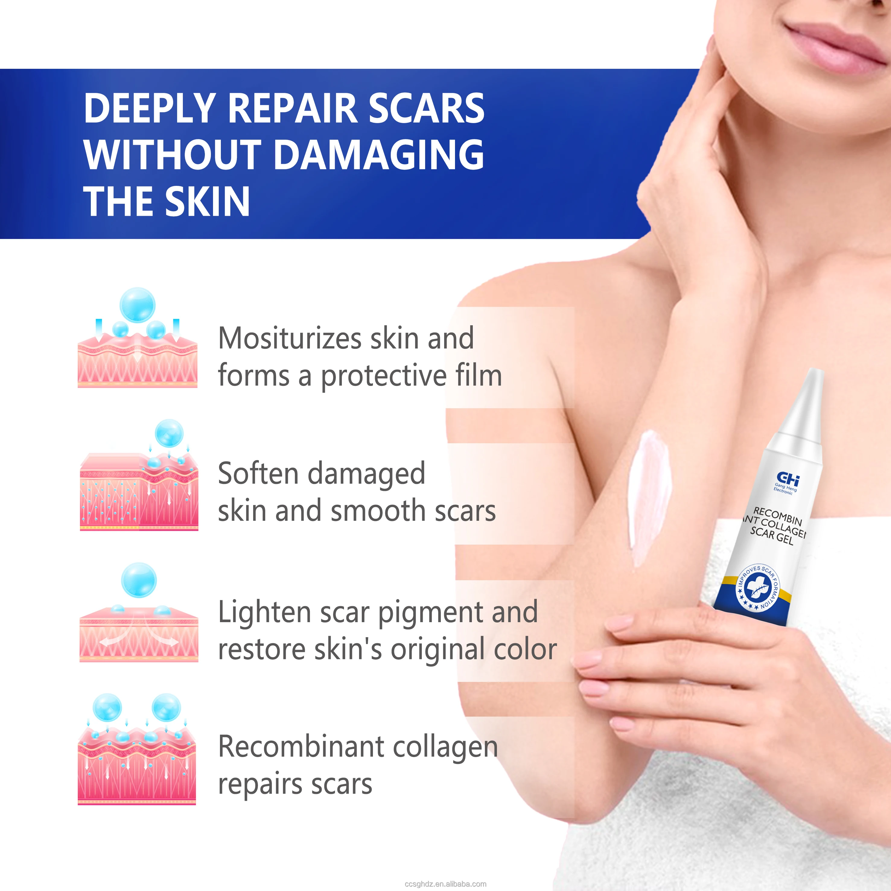 Advanced Scar Cream  Large Capacity Recombinant collagen Scar Gel for After Surgical C-Section