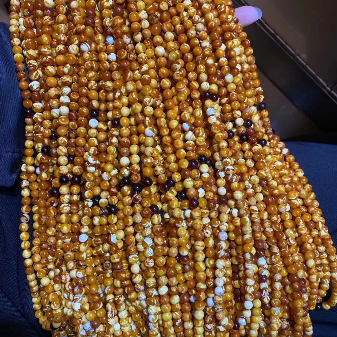 pure Natural amber Russian Baltic Amber European return old wax Red Amber Beads Muslim prayer beads