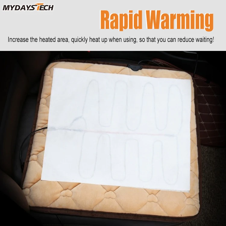 Mydays Outdoor Safety Comfortable Non-slip Car Heating Seat Cushion Cover with 3 Heat Setting
