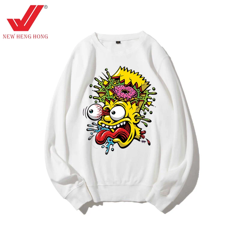 OEM Custom Your Logo Solid Colors 300 GSM Cotton Loose Oversized Threaded Round Neck Unisex Sweat Shirt Mens Crewneck Sweatshirt