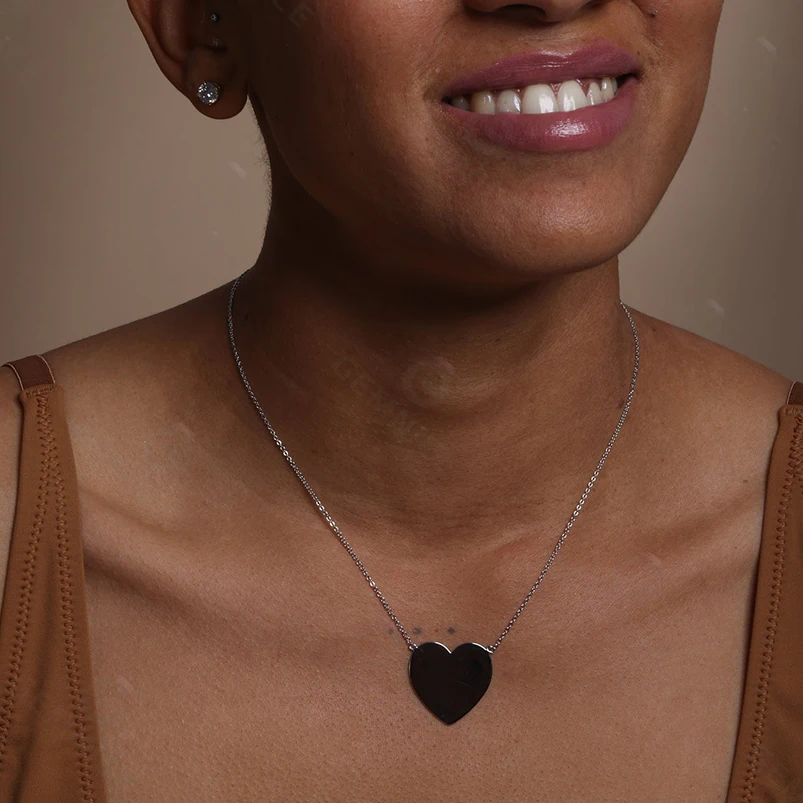 Gemnel minimalist jewelry best selling 925 silver polish finish gold plated large heart pendant necklace