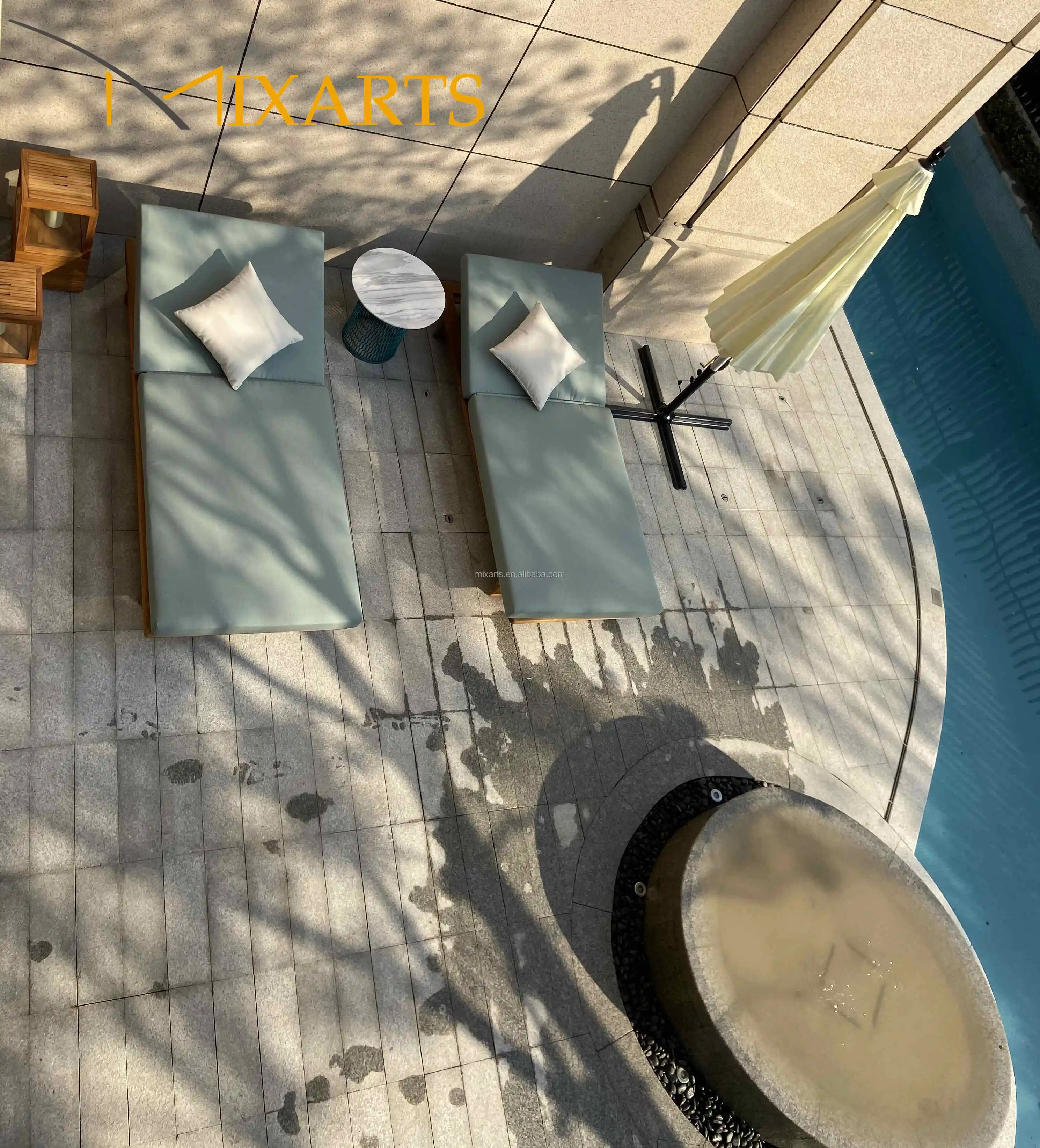 Материалы из тикового дерева, регулируемый наружный шезлонг без подлокотников для бассейна, шезлонг