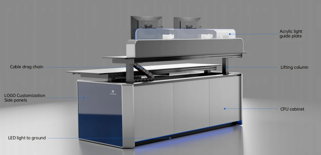 kesino latest design commercial furniture control room console lifting dispatch office desk height adjustable operator console