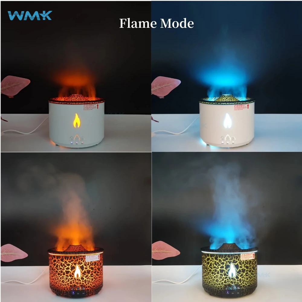 Volcanic Jellyfish Flame Aroma Humidifier 360ml Portable Table Electric Ultrasonic Simulated Fire Volcano Essential Oil Diffuser