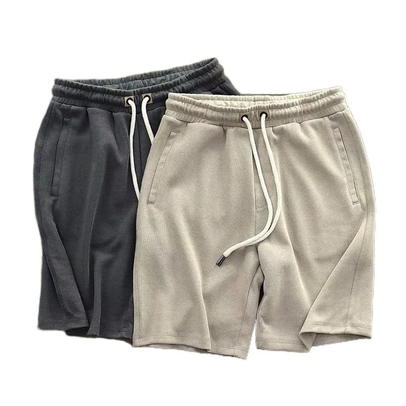 Heavy-weight knit cropped pants for men in Japanese made old cotton sports shorts