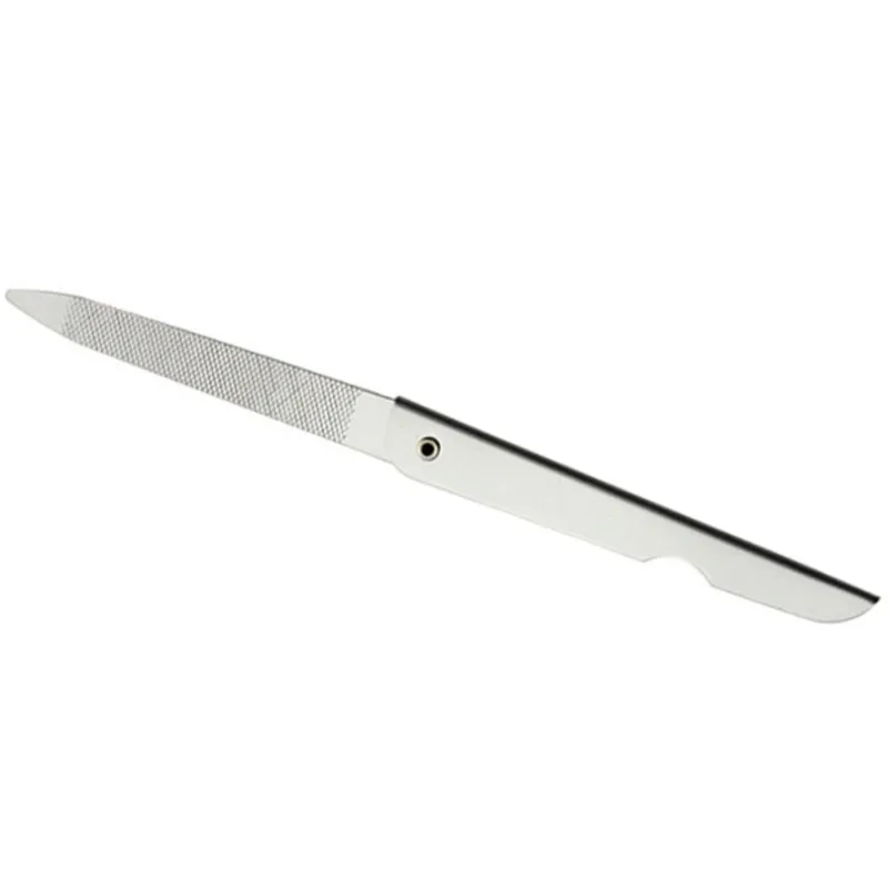 Wholesale metal crafts nail file Metal Color Double sided Stainless steel 7.7cm Portable folding nail file manicure tool