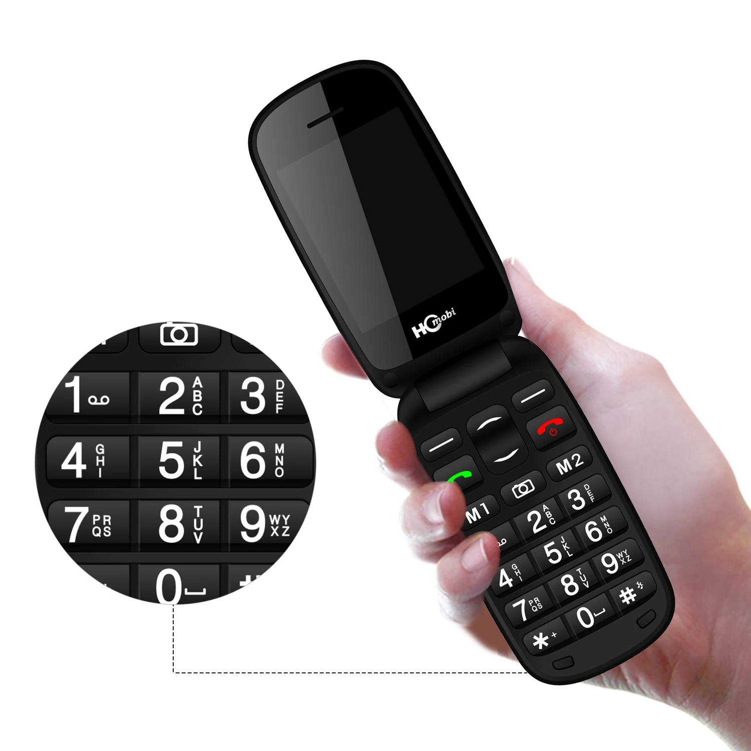 2,4 дюймовый откидной телефон HCmobi, заводская цена, функциональные телефоны для пожилых людей с док-станцией