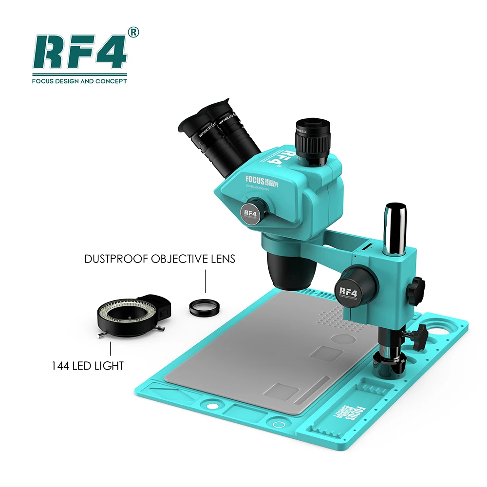 RF4 RF-6565PROD2 Continuous Zoom Trinocular Microscope WF10X23 Wide-angle eyepiece with Upgrade 0.5xCTV Dustproof microscope