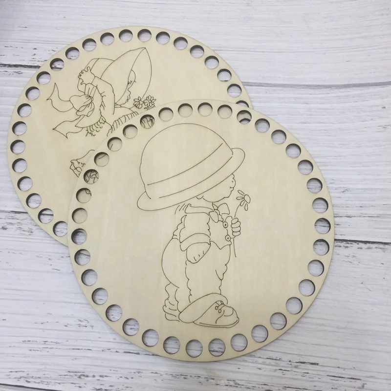 Circular  Wooden Crochet Basket Bottom Base  Wooden Bottoms for Crochet Easter baskets