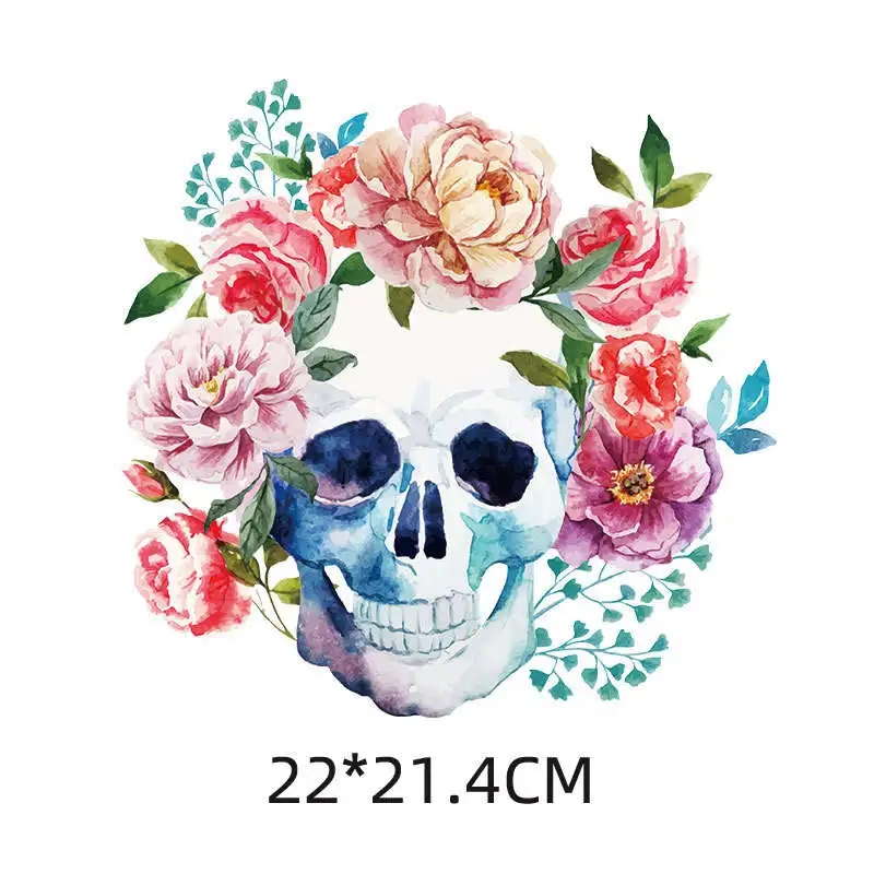 Iron On DTF Digital Heat Press Printed Labels Services Custom Skull Logo HTV Plastisol Thermal Transfer Printing Stickers