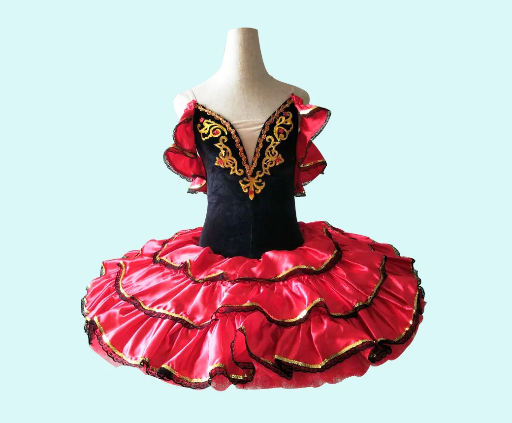 New ballet tutu skirt for spanish ballet costum  black red tutu costum Professional ballet.New--29