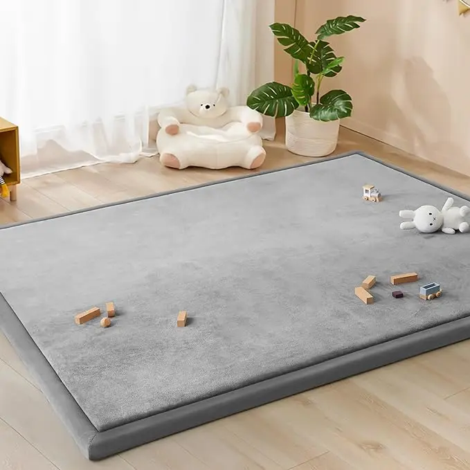 Custom 30mm Living Room Tatami Area Rugs Memory Foam Mat with Non Slip Backing Coral Velvet Center Carpet Baby Floor Mat