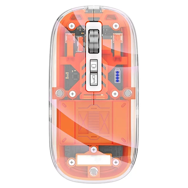 New arrivals 2023 Type c transparent three mode Blue tooth  rechargeable Mute Silent Mouse 2.4GHz adjustable DPI for office PC