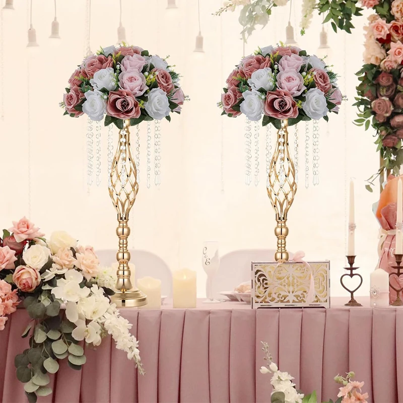 Eco-friendly Table Decoration Flower Balls Wedding Centerpieces Decorative White Silk Roses Artificial Flowers