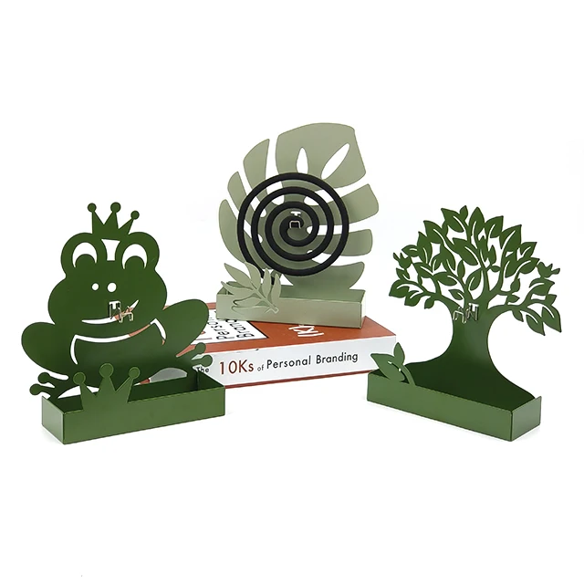 Factory Price Creative Design Green Color Tree of Life Shape Metal Mosquito Coil Stand Incense Holder Stand