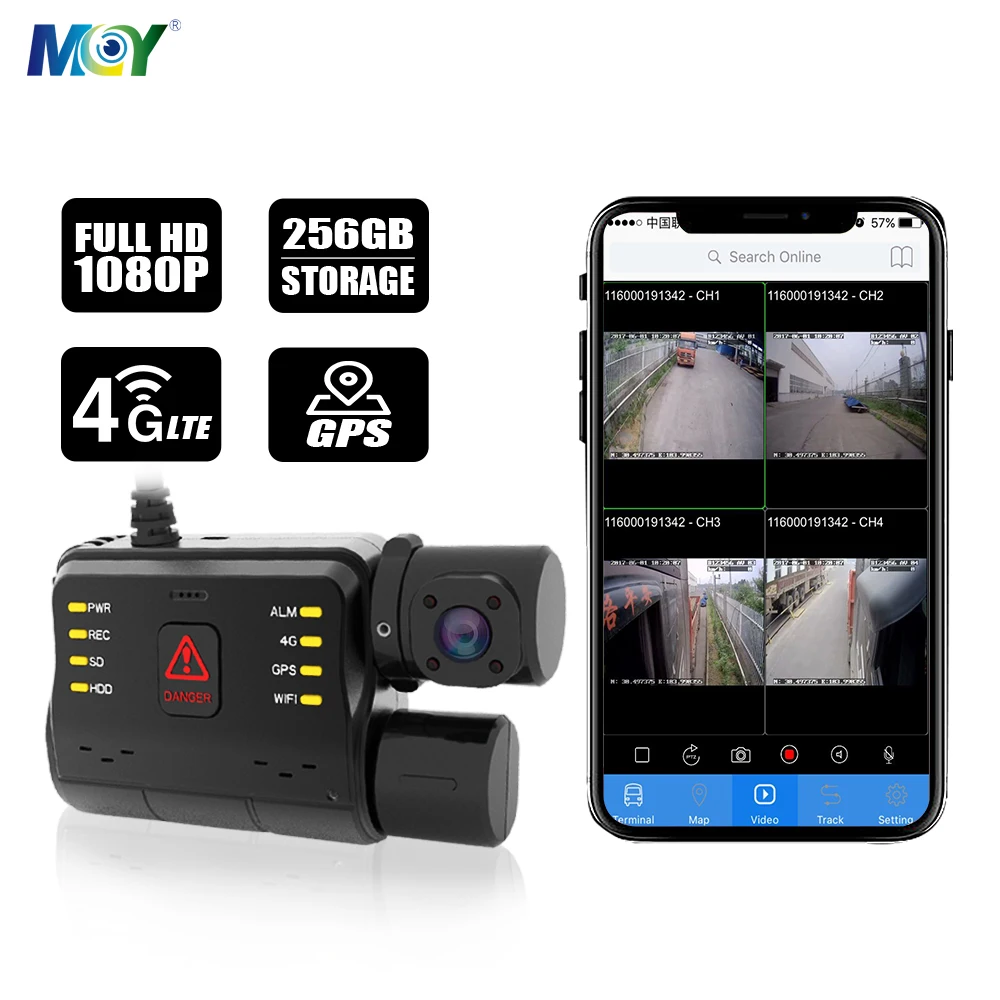 MCY Front And Rear1080P Camera 512Gb Max Dash Camera Truck Dual Channel Dashcam With Ultra Wide Angle Lens