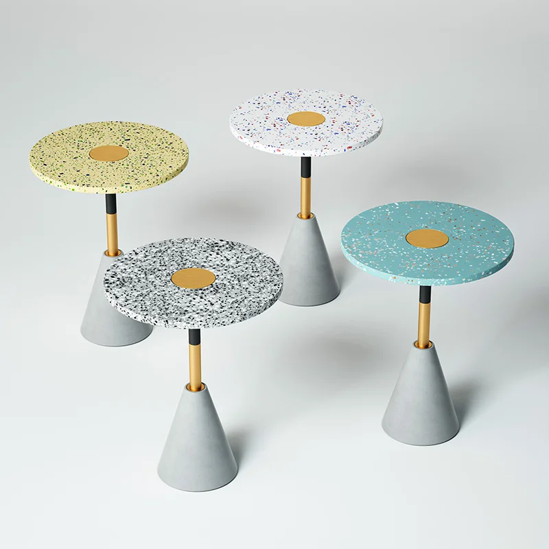 jue 1 design manufacturer supplier OEM ODM newly released stone concrete terrazzo round coffee side table for wholesale
