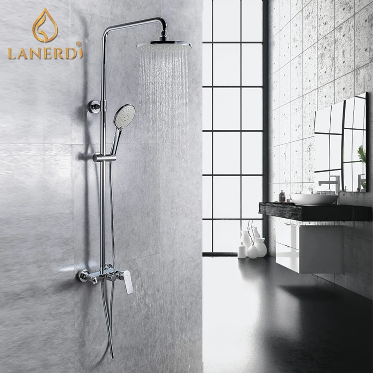 Exposed Hot and Cold Chrome Faucet Tap Taps and Shower Column Ducha Douche For Bathroom
