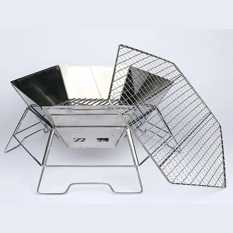 Camping fire pit Grill plated baking net Stainless Steel Charcoal Grill
