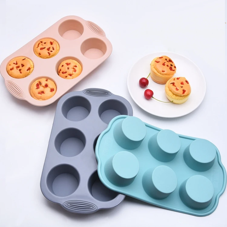 Home Products Silicone Bakeware Muffin Pan Nonstick Baking Grade 6 Cups Cupcake Mold Reusable Easy Clean For Home Kitchen Baking