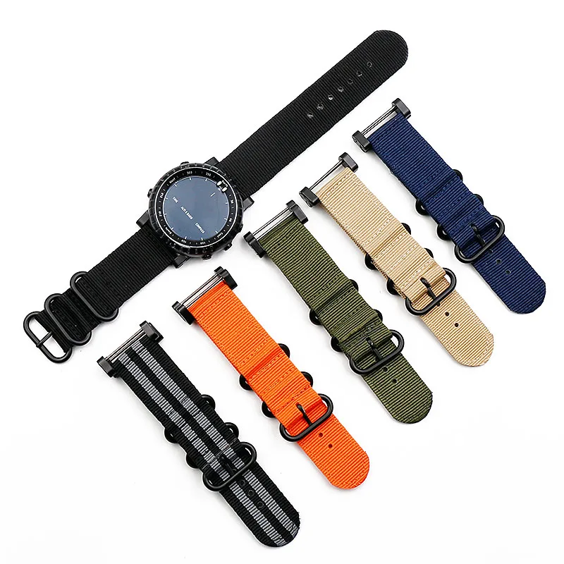 Watch accessories nylon strap pin buckle 24mm for Suunto core outdoor sports waterproof female bracelet men watch band