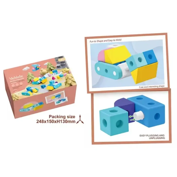 New product kids education assemble eva toy building blocks 28pcs funny vehicle model diy puzzle building blocks