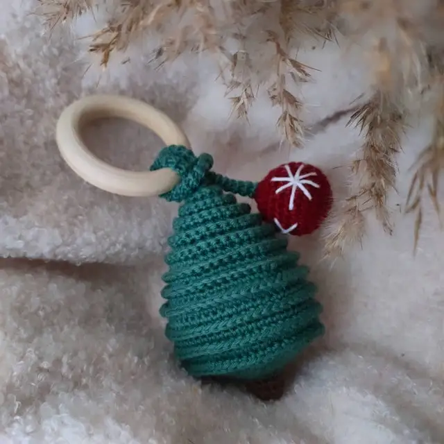 Accept customization new Design Christmas Elk Baby Rattle Crochet Wooden Rattle Gift Set Santa Children Christmas Gifts Toy