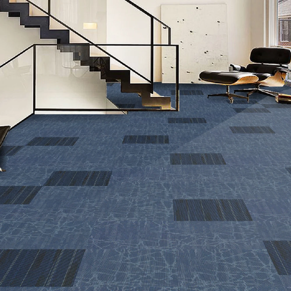 Eco-friendly 60x60 nylon carpet tile yellow commercial carpet tiles noise reduction puzzle office carpet tile for auditorium