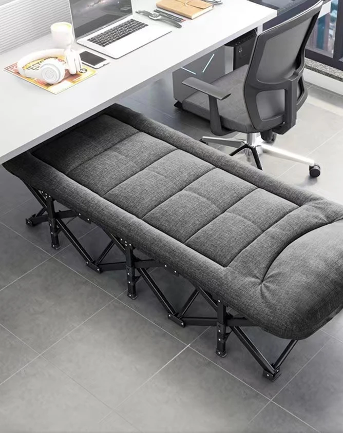 Single adult Inside Office home Folding  lightweight Portable metal   nap bed  Camping Bed Mattress