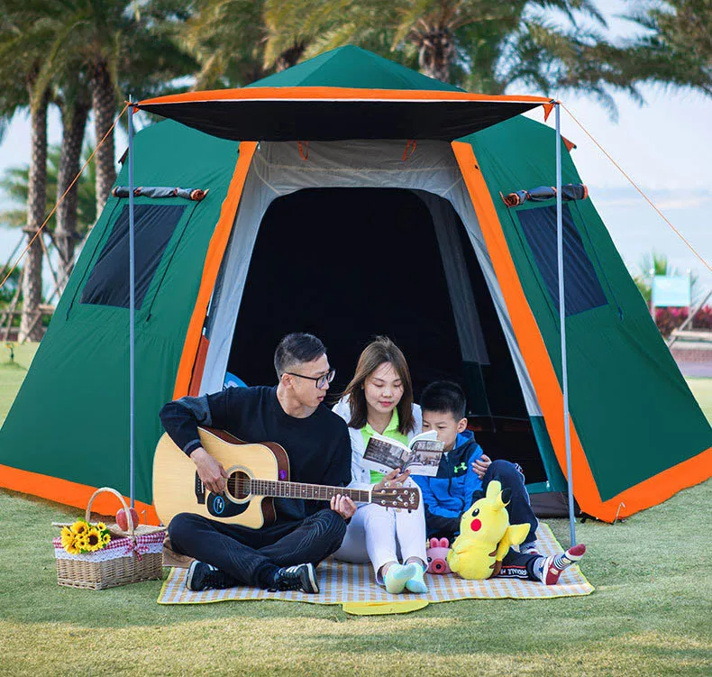 Outdoor automatic speed-opening 3-4 people 5 people double-layer sunscreen anti-rainstorm thickened aluminum pole camping Tent