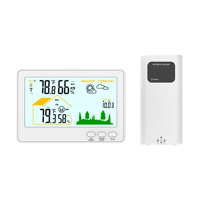 Indoor Outdoor Thermometer Hygrometer Wireless Weather Stations Temperature Humidity Monitor Inside Outside Thermometer
