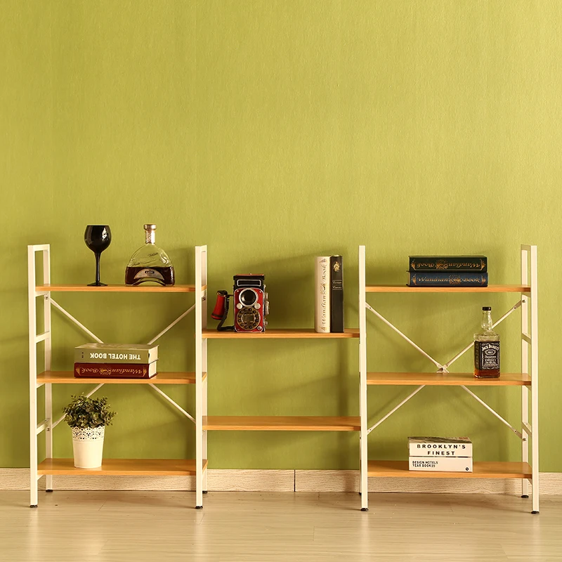 Storage Shelf Book Shelves Rack Wood Metal Frame Nature Design Bookcase