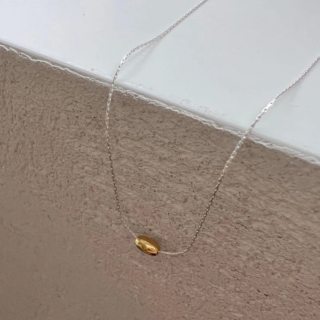 Italian luxury design double chain necklace S925 Sterling silver minimalist olive Shape chain