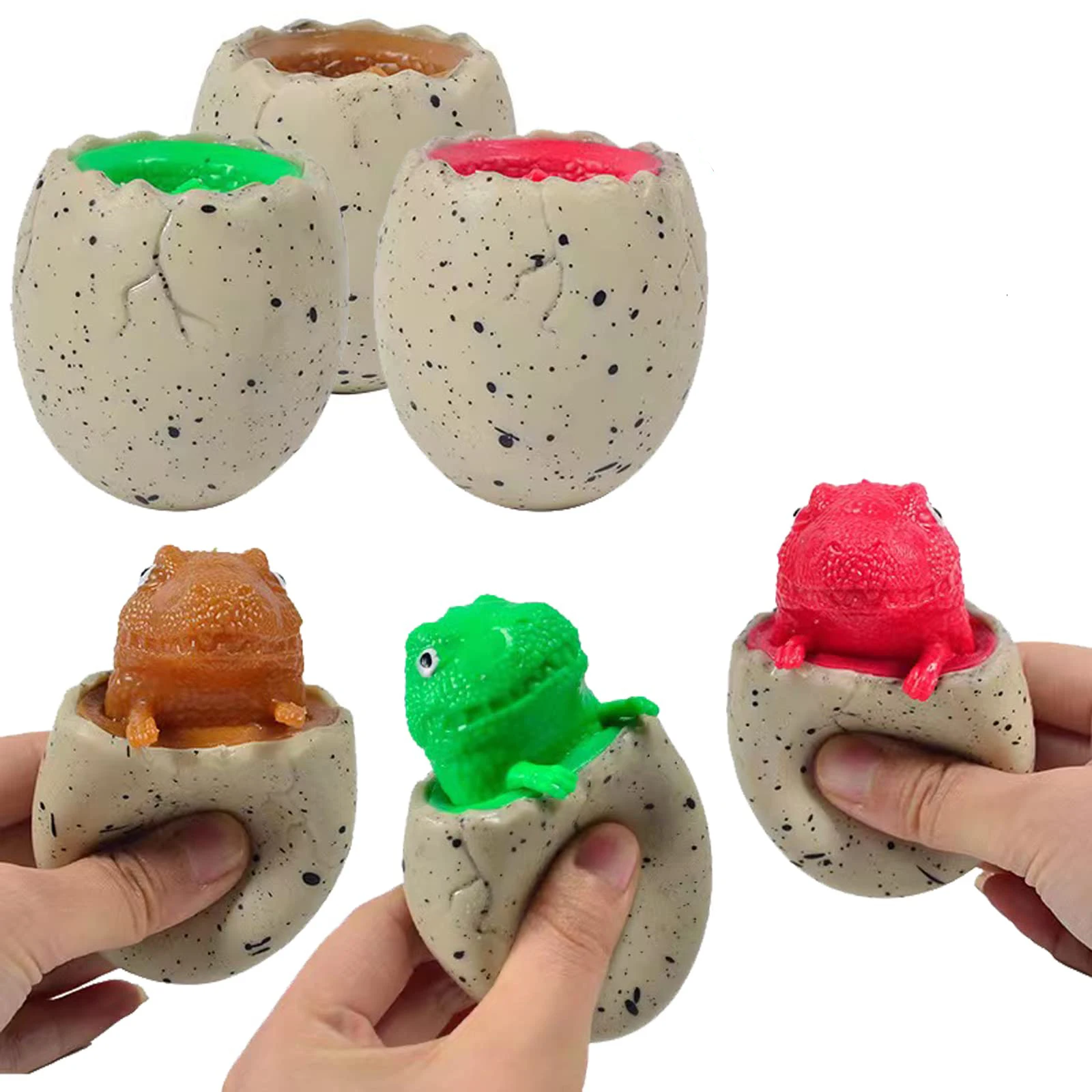 Funny Dinosaur Toy Colorful Evil Dinosaur Pop Out Eggs Cute Sensory Squeeze Fidget Toys for Adults Kids Stress Relief