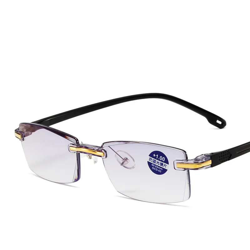 High quality Classical rimless reading glasses anti blue light square wholesale cheap reading glasses for men women
