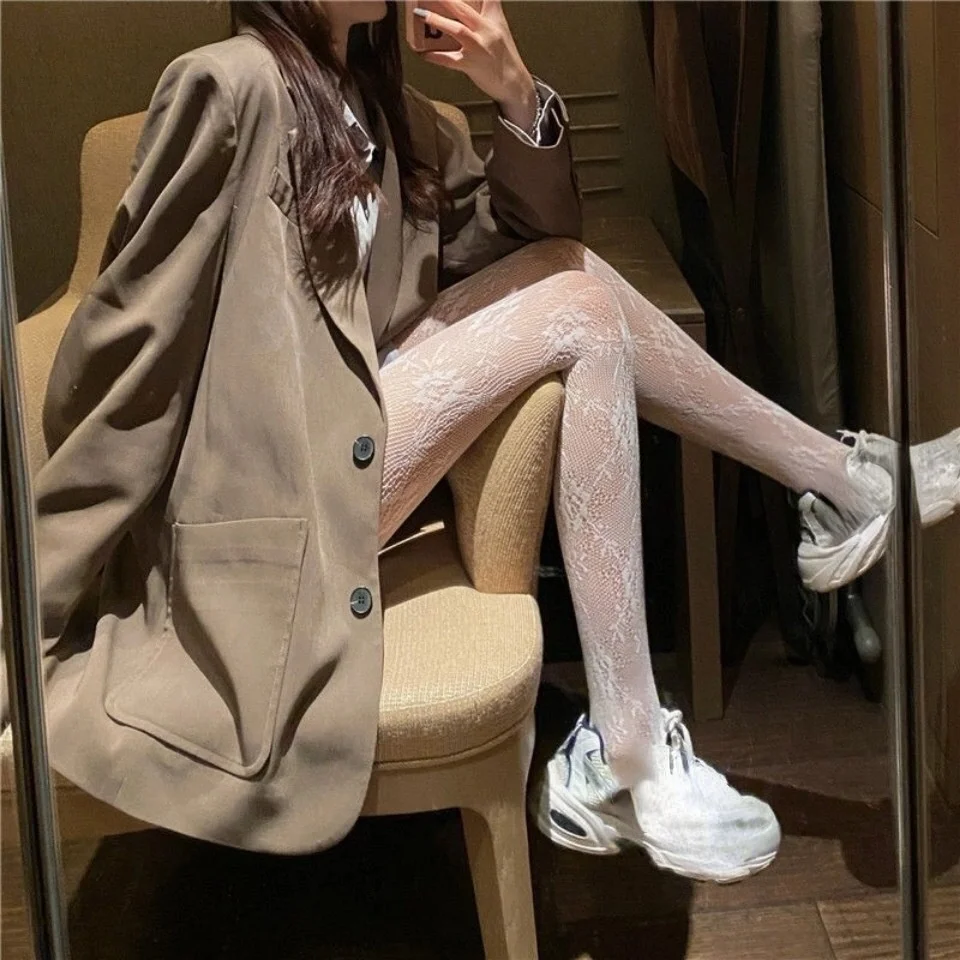 White stockings female spring and summer thin sexy loli hollow bottoming with fishnet stockings
