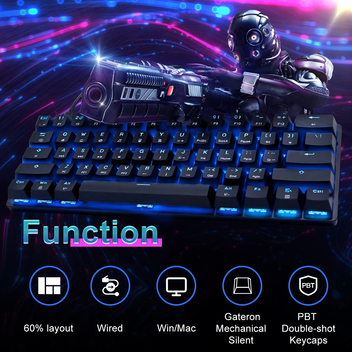 
Rgb wireless gateron switches abs mechanical double colors injection molding gaming black axis keyboard 