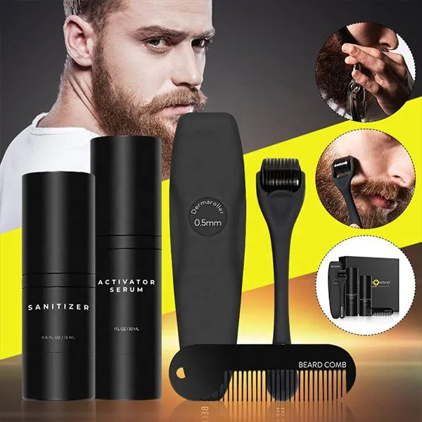 4 Pcs/ Set dropshipping hair growth serum men skin care beard growth product beard growth kit