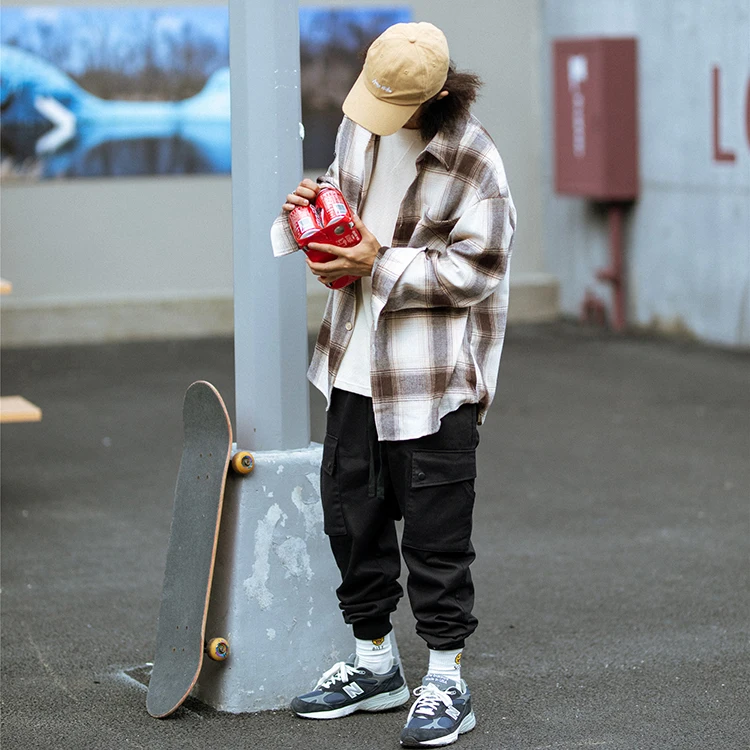 Wholesale brand casual loose drop shoulder linen plaid men and women breathable long sleeve manufacturer unisex shirts