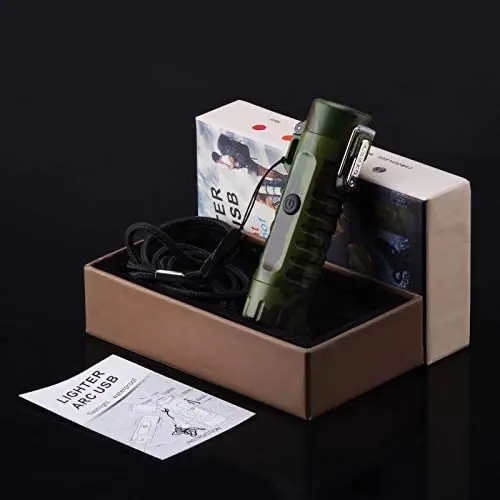 Портативный уличный светодиодный фонарик, электрическая зажигалка с двойной дугой, водонепроницаемая плазменная перезаряжаемая с USB, ветрозащитное оборудование для кемпинга и выживания