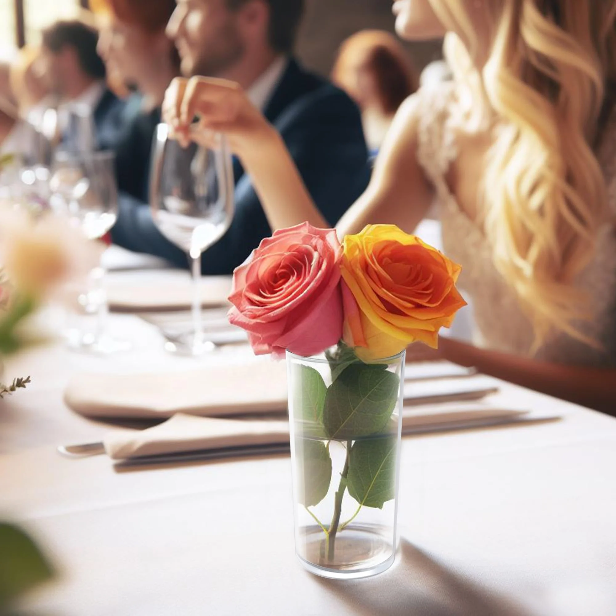 Custom Wholesale Cylinder Clear Decorative Wedding Birthday Party Home Office Artistic Acrylic Decorative Flower Vase