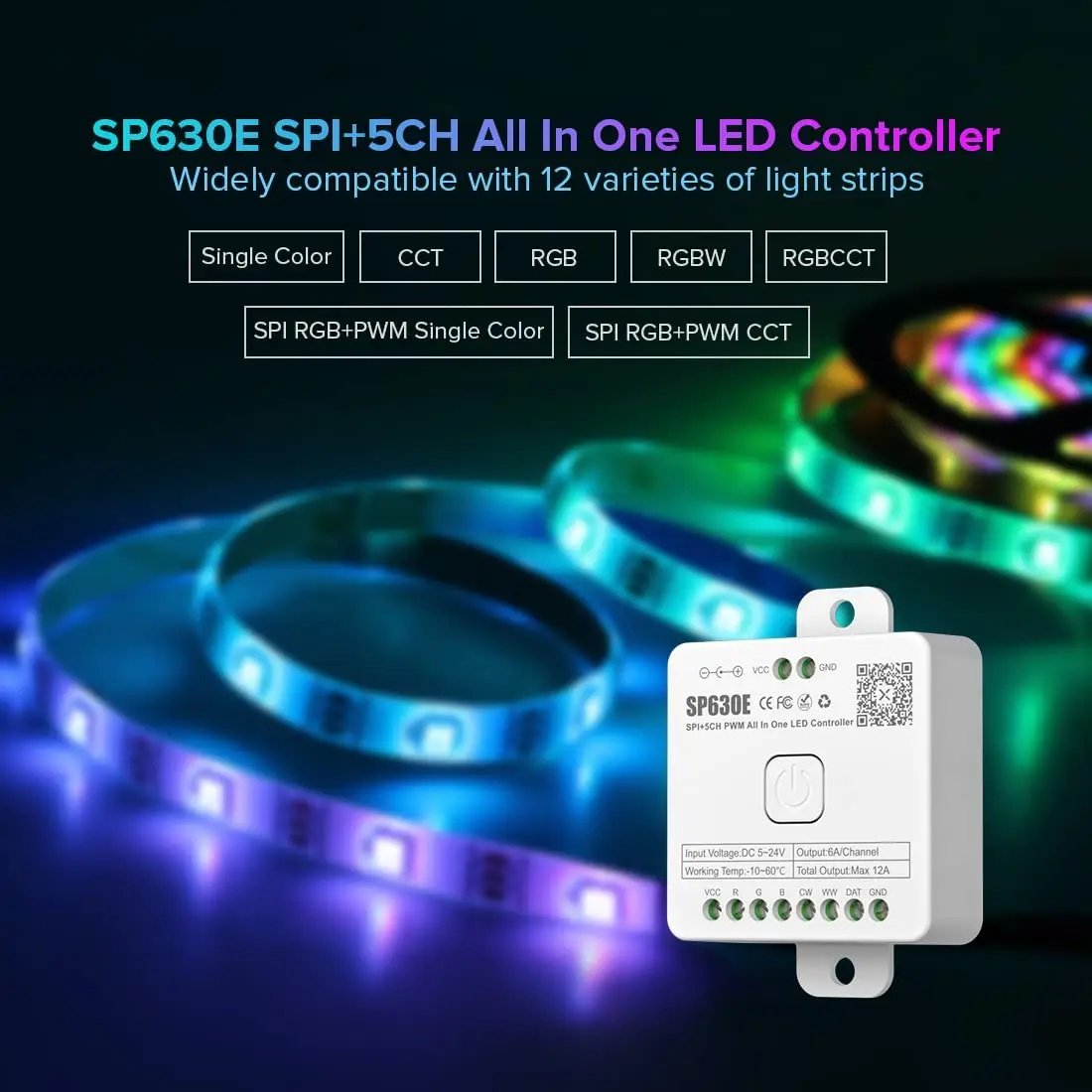 Светодиодный контроллер SP630E Bluetooh с поддержкой PWM монохромная Светодиодная лента CCT RGB RGBW RGBCCT или SPI TTL IC Chip WS2811