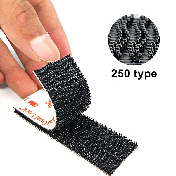 mushroom shaped stems black fastener dual lock 3m sj3550, backed with white acrylic adhesive